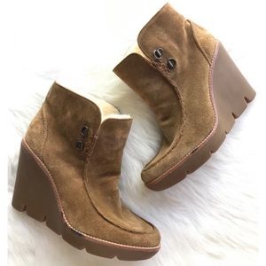 Michael Kors • Shearling Suede Wedge Booties (6.5)